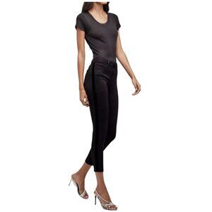 L'Agence Margot Velvet Stripe Black Noir High Rise Skinny Fit - Size 28
